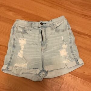 Hollister Ultra High rise light wash shorts